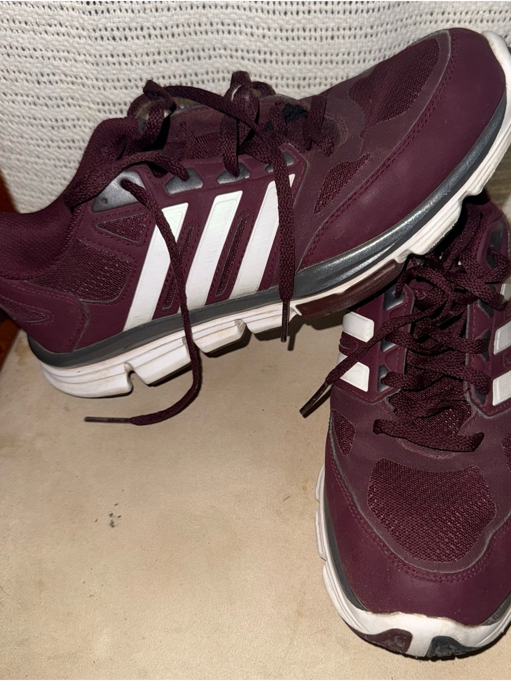 adidas Men's Burgundy and White Athletic Sneakers